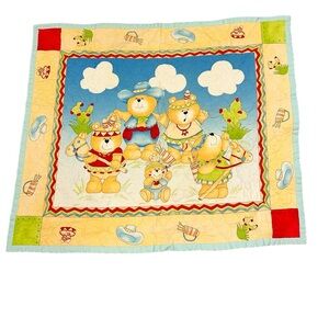 Vintage homemade baby quilt with teddy bears‎ super cute!!! Unisex